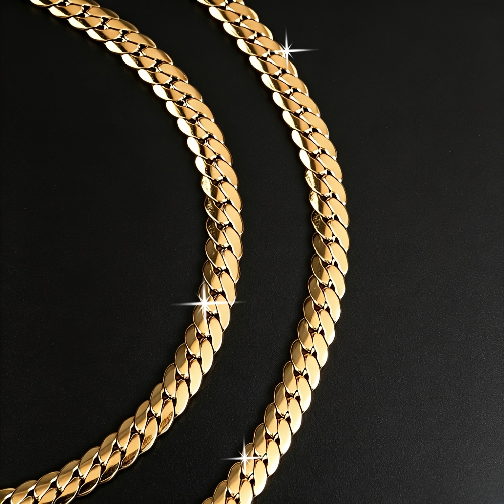 Titanium Stainless Steel Cuban Link Chain Necklace, Unisex